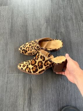 Madewell Leopard Print Calf Hair Mules Size 8.5